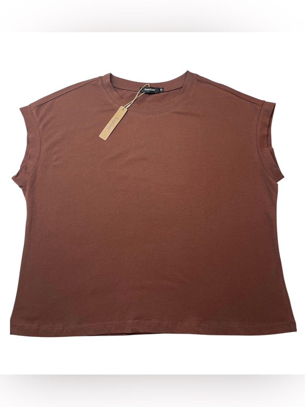 EasyGala Brown Sleeveless Relaxed-fit Muscle Tee Women’s Size XL